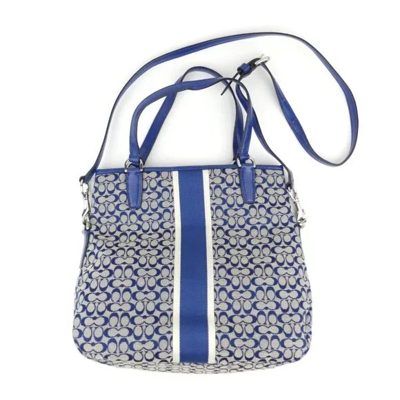 Coach Signature Navy Foldover Crossbody F27024 - Picture 7 of 16